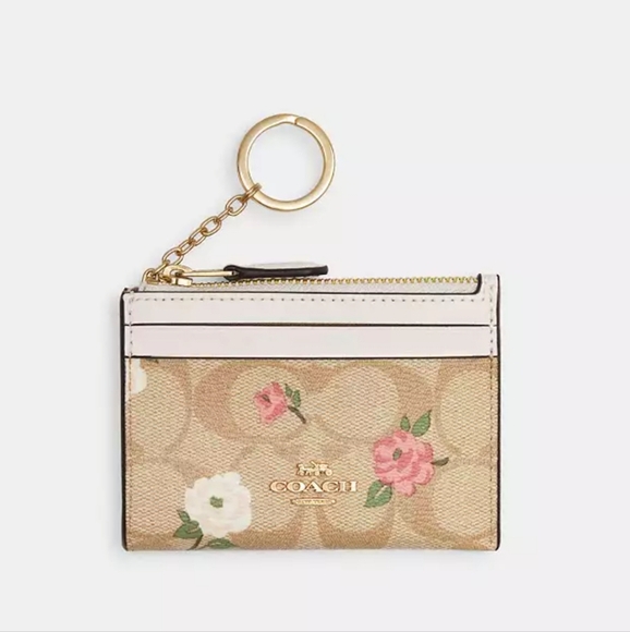 Coach Mini Skinny Id Case In Signature Canvas With Floral Print - Picture 1 of 2